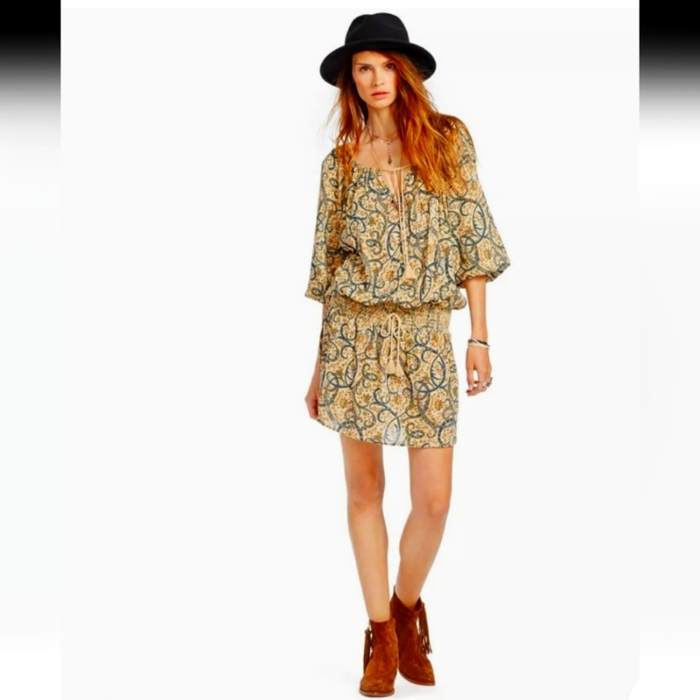 Denim & Supply Ralph Lauren Boho Paisley Print Tunic Dress Brown Sz XS